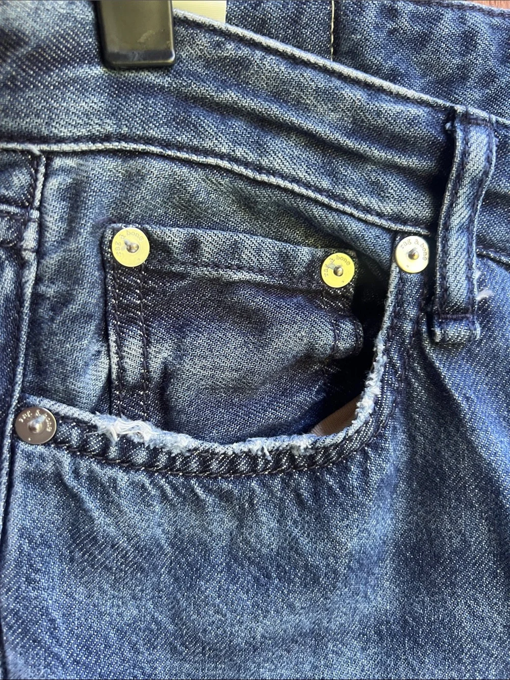 rag & bone High-Rise Wide Leg Jeans in Deep Blue Denim